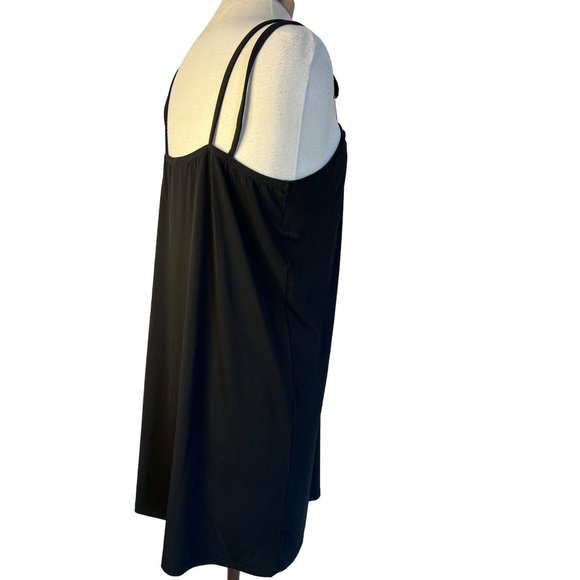 Venus Black Party Dress Large Mini Sheath Gold Accent Necklace Straps Stretch - Picture 3 of 16